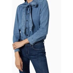 MARELLA Ely Denim Shirt Women US 6 Made In Albania Quiet Luxury Cotton Quality